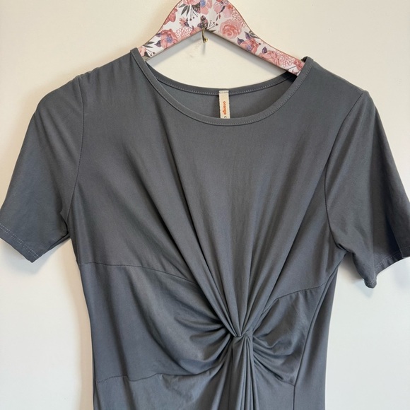 ORANGE CREEK Gray Knot Waist Maternity Maxi Dress S Small Short Sleeve - Picture 3 of 9